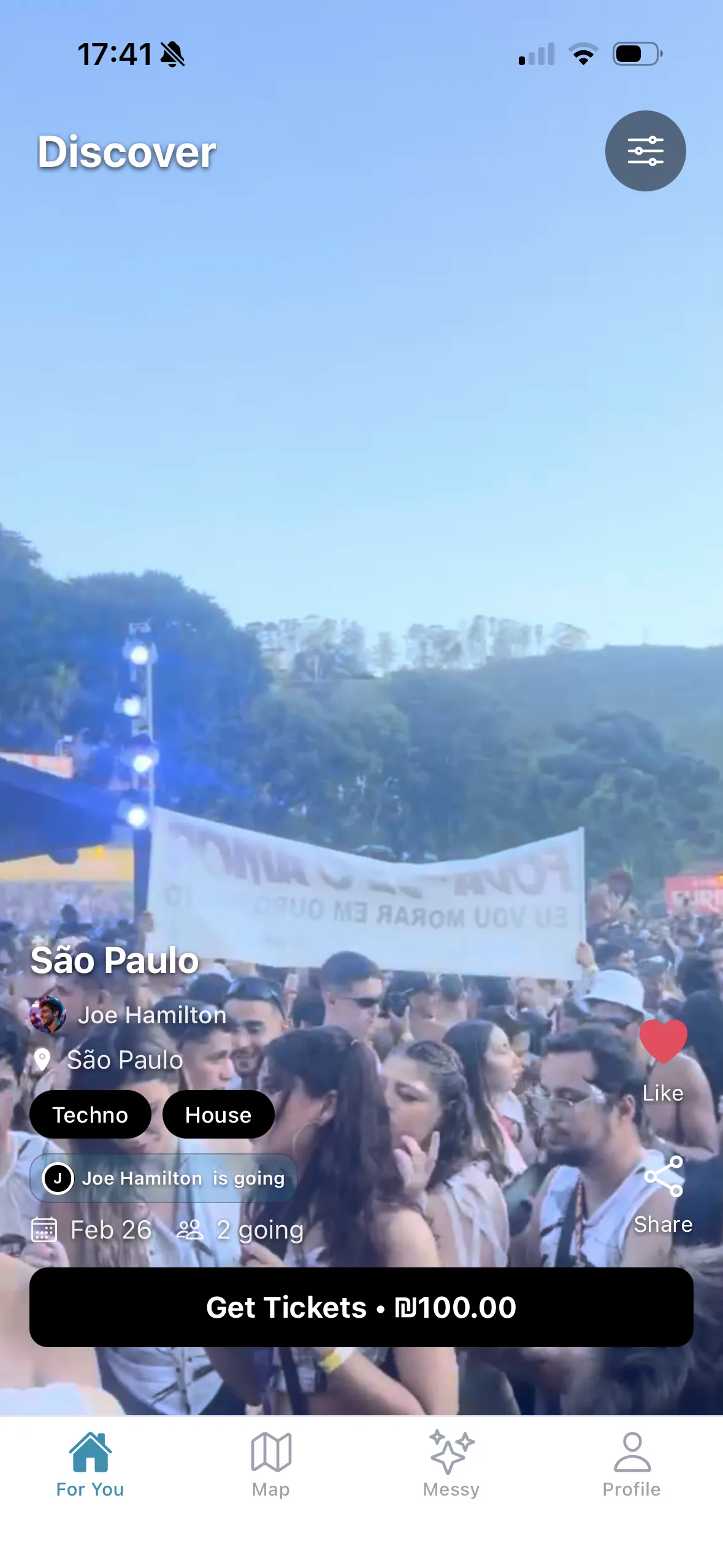 Discover events feed